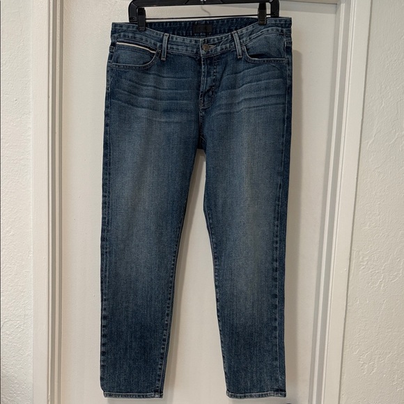 Koral Women's Crop Relaxed Selvage Skinny Blue Jeans Sz 34 - Picture 2 of 9